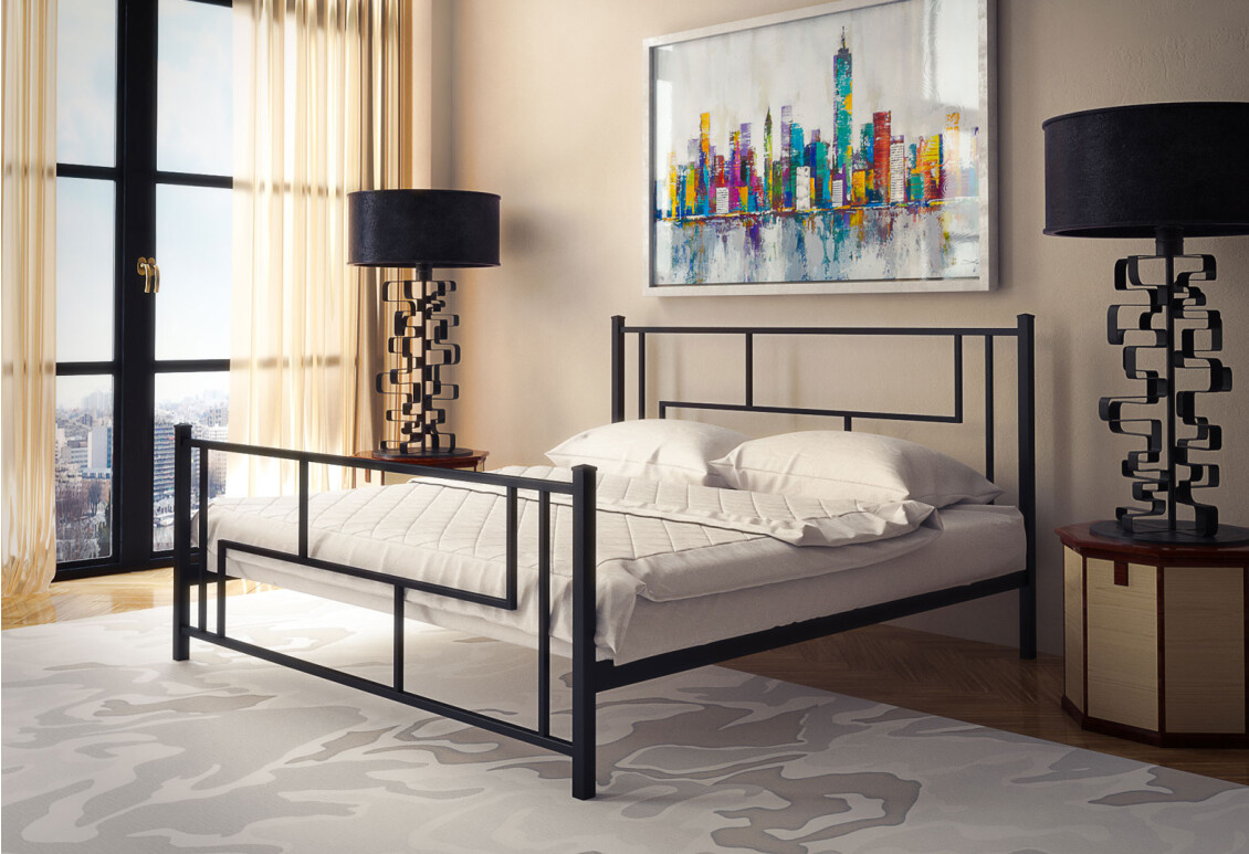 Фото Ліжко Tenero Аміс металеве із вкладом метал + ДВП 140х190