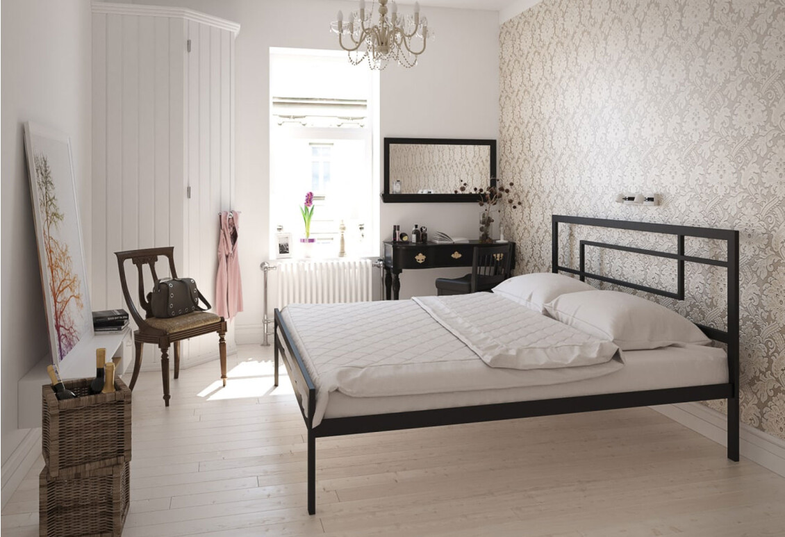 Фото Кровать Tenero Хайфа металлическая с вкладом металл + ДВП 120х190