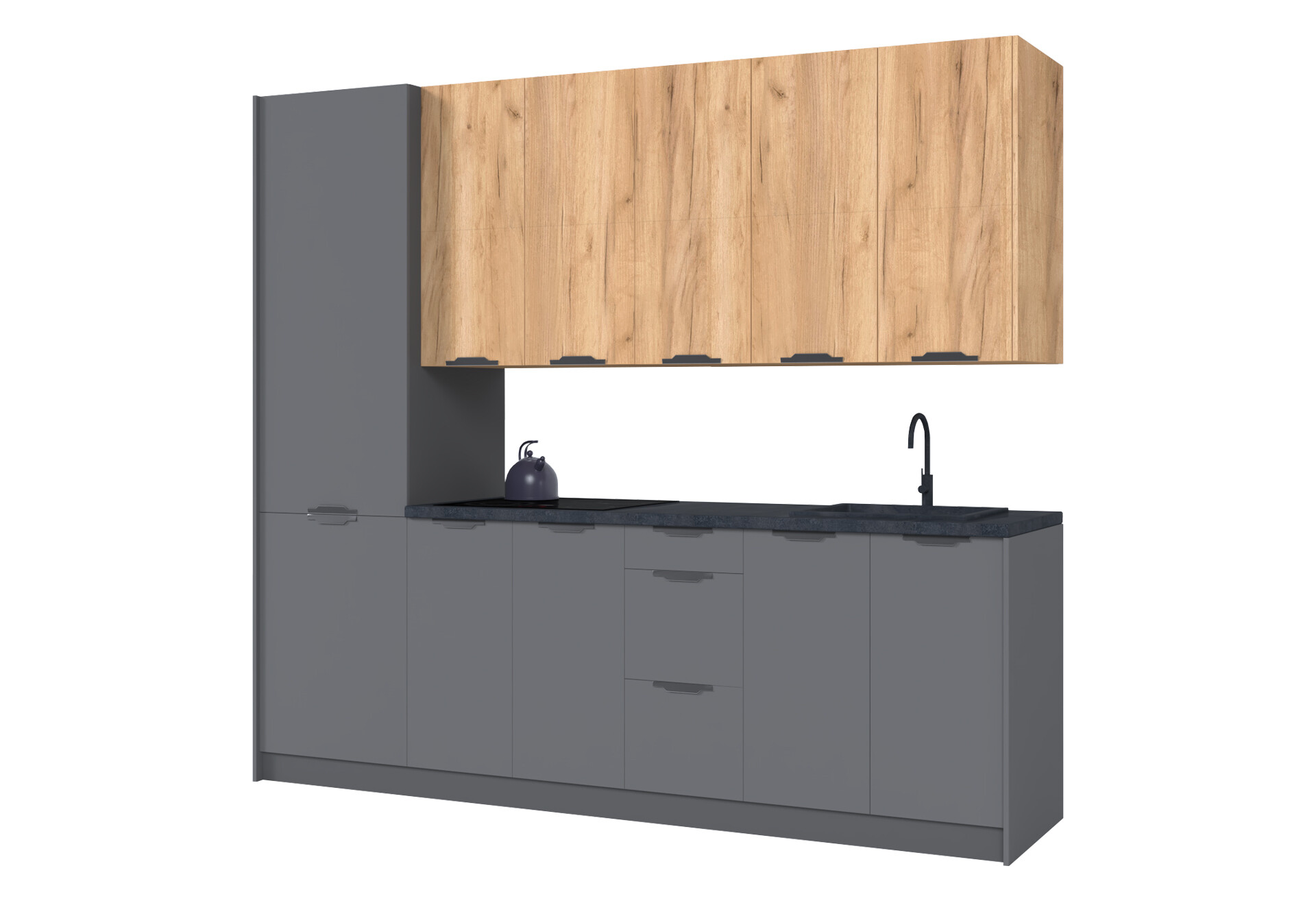 Фото 2 - Кухня МироМарк Лео / Leo 260 см, дуб крафт / графит