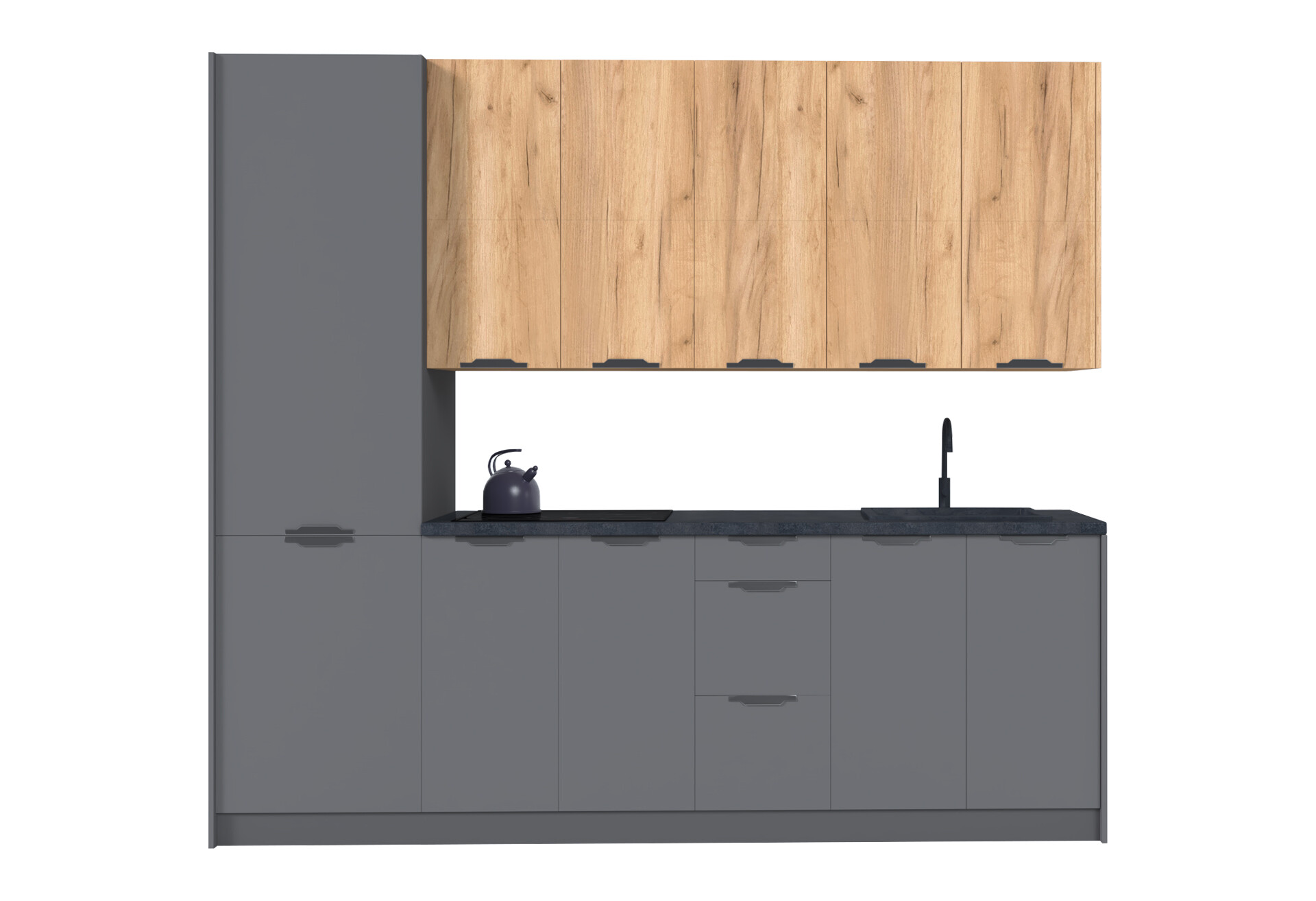 Фото 3 - Кухня МироМарк Лео / Leo 260 см, дуб крафт / графит