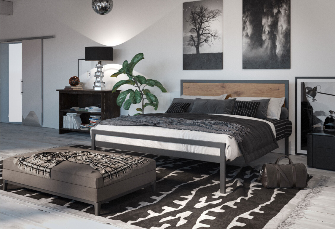 Фото Ліжко Tenero Герар металеве із вкладом метал + ДВП 140х190