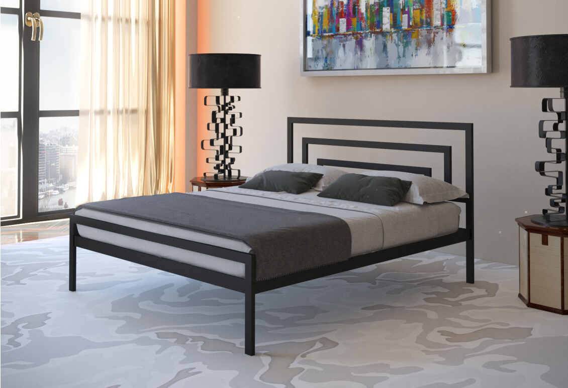 Фото Ліжко Tenero Верес металеве із вкладом метал + ДВП 140х200