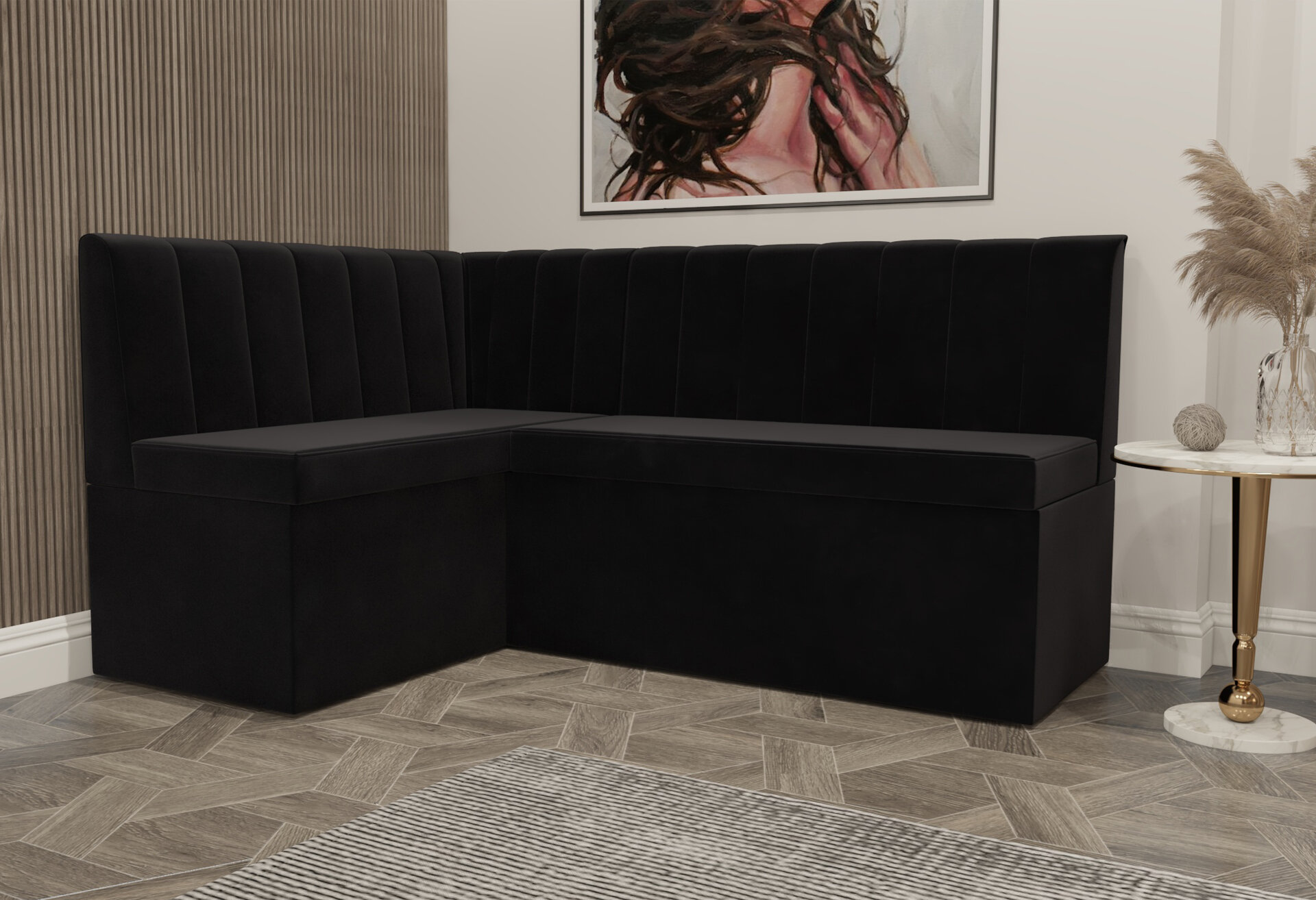 Фото 4 - Кухонний куточок Kredens furniture Чикаго з нішею 165 см, чорний (London 17)