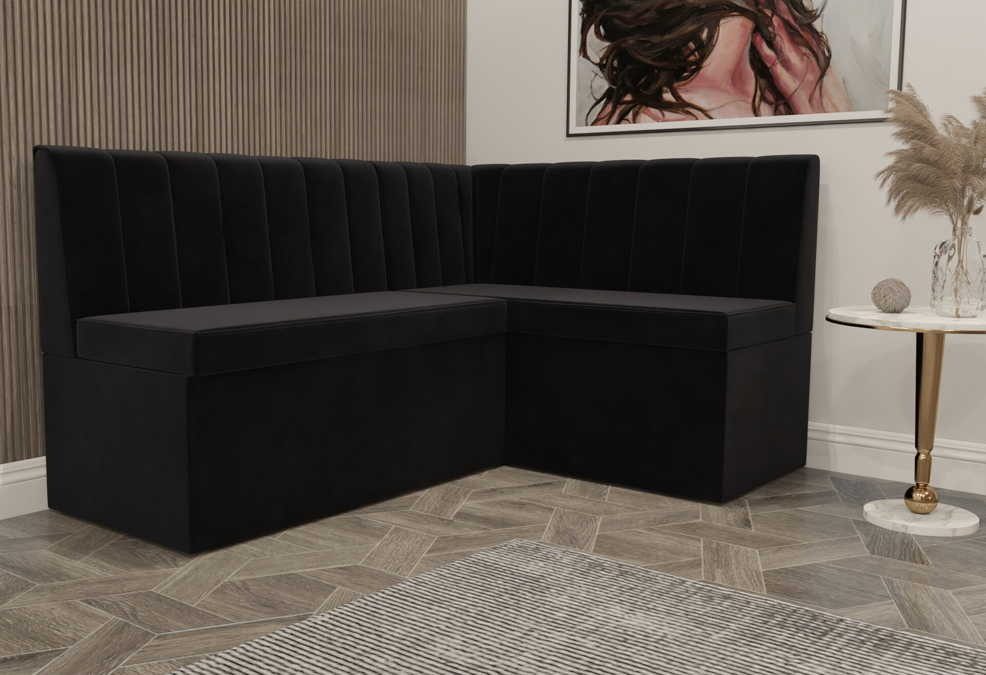 Фото 2 - Кухонний куточок Kredens furniture Чикаго з нішею 165 см, чорний (London 17)