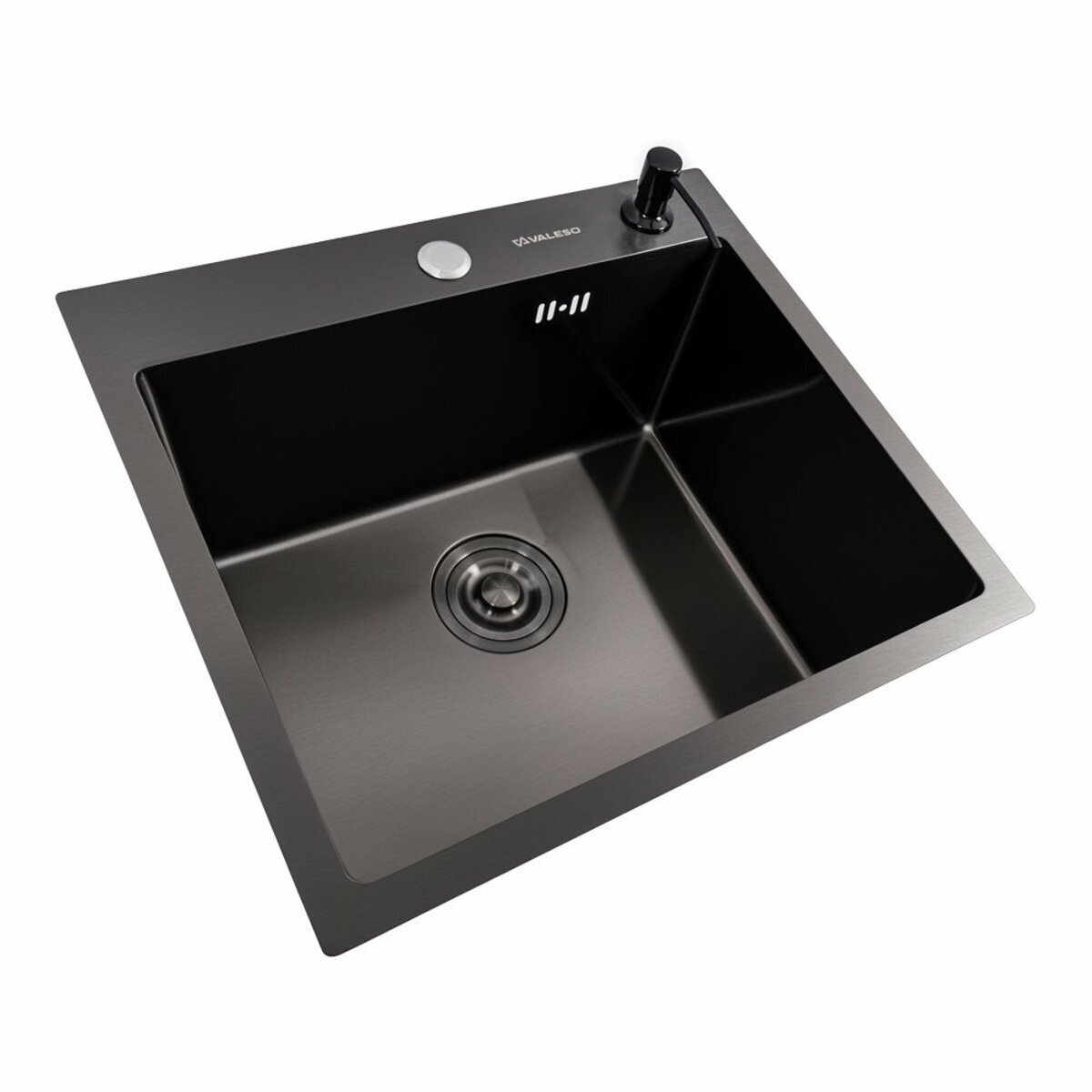 Фото 3 - Кухонна мийка 50*45 PVD чорна VALESO Handmade (сифон круглий, 3,0/0,8) Platinum
