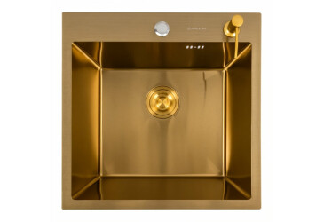 Фото Кухонна мийка 50*50 PVD Gold Valeso Handmade (сифон круглий, 3,0/0,8) Платинум