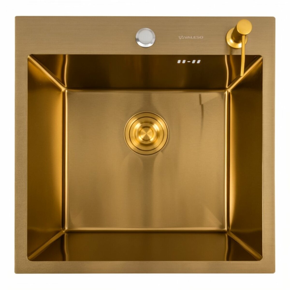 Фото 2 - Кухонна мийка 50*50 PVD Gold Valeso Handmade (сифон круглий, 3,0/0,8) Платинум