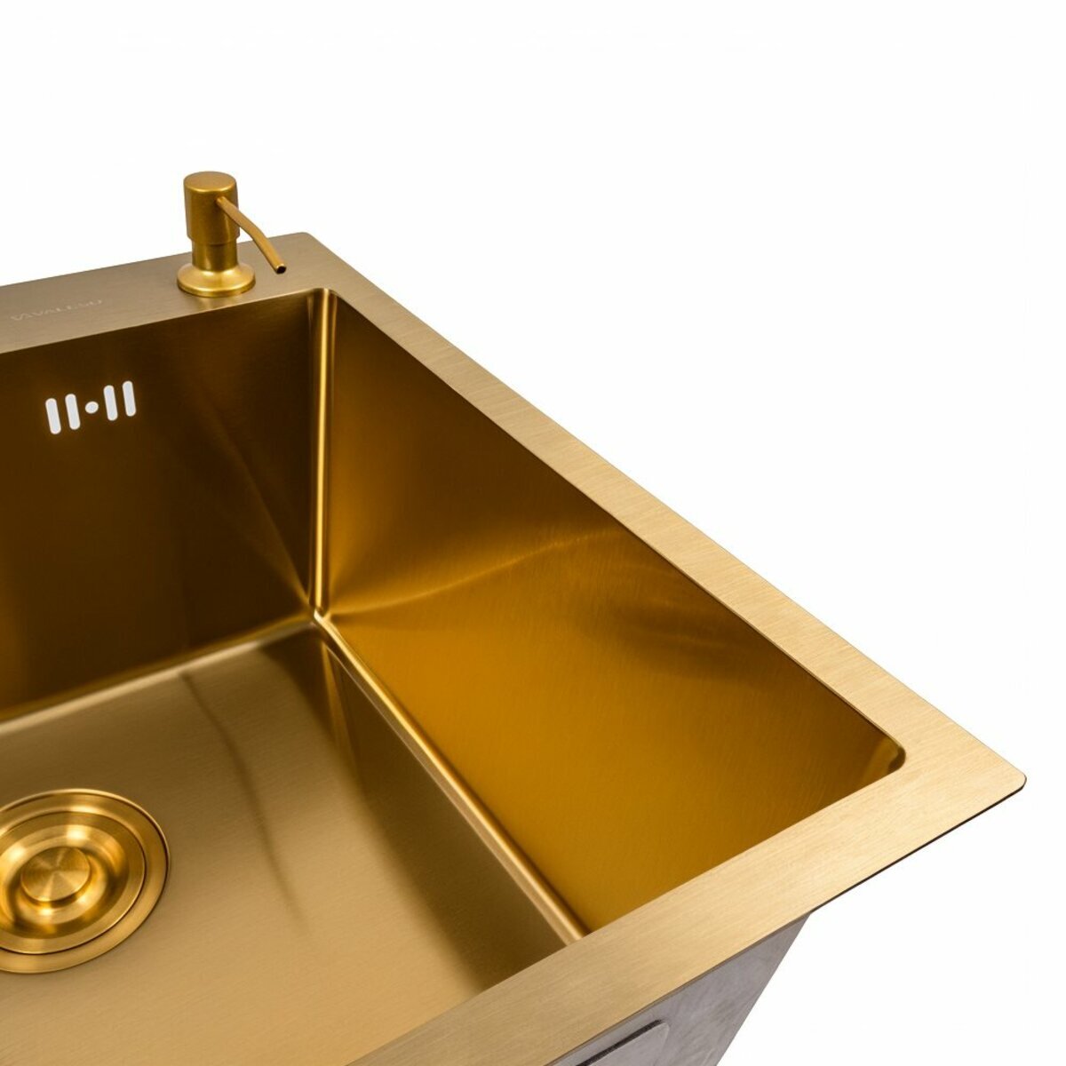 Фото 5 - Кухонна мийка 50*50 PVD Gold Valeso Handmade (сифон круглий, 3,0/0,8) Платинум