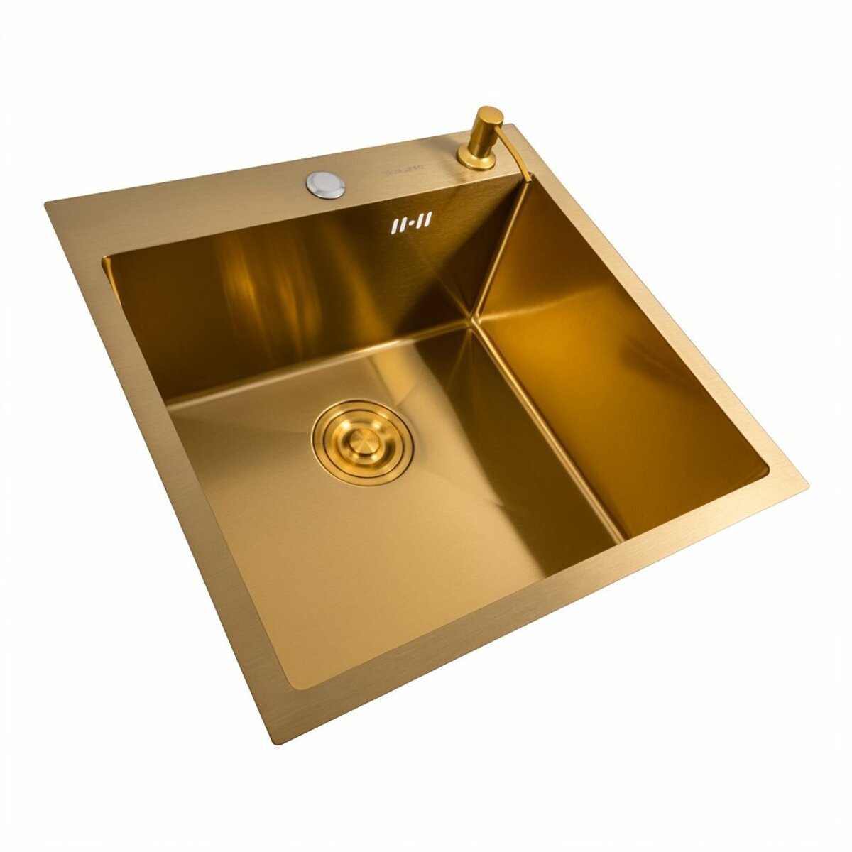 Фото 6 - Кухонна мийка 50*50 PVD Gold Valeso Handmade (сифон круглий, 3,0/0,8) Платинум