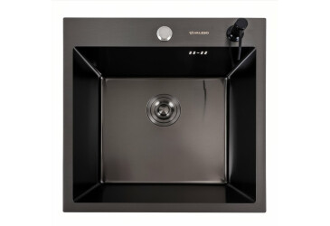 Фото Кухонна мийка 50*50 PVD чорна Valeso Handmade (товщина 3,0/1.5) Платинум