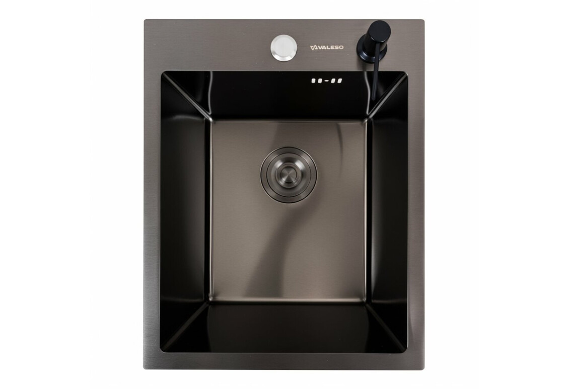 Фото Кухонна мийка PVD чорна 40*50 VALESO Handmade (товщина 3,0/1,5) Платинум