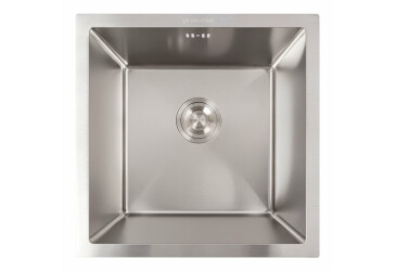 Фото Кухонна мийка нержавійка 44*44 VALESO Handmade монтаж під стільницю (3.0/0.8) Платинум