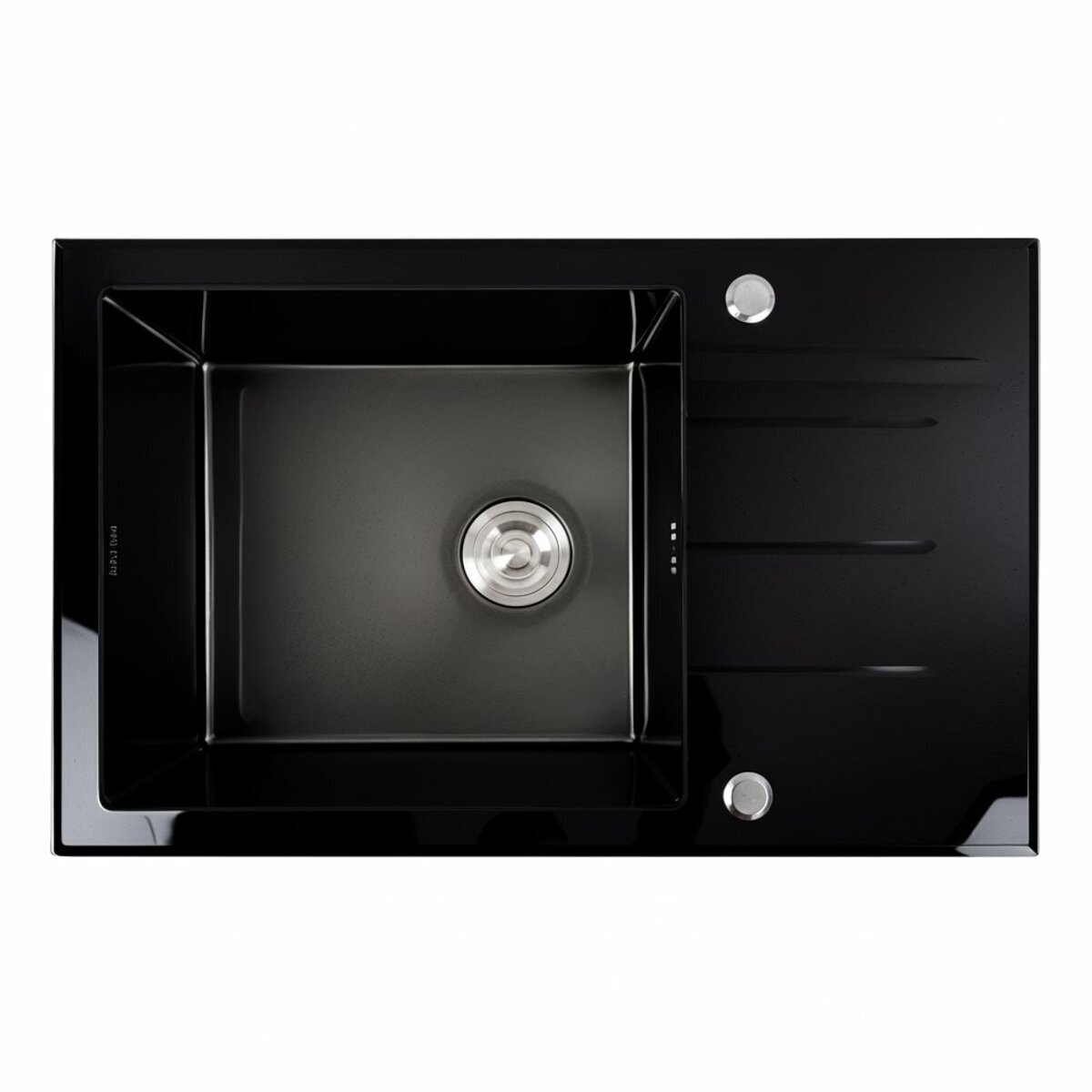 Фото 1 - Кухонна мийка скляна CM 78*50 PVD VALESO Handmade чорна Платинум