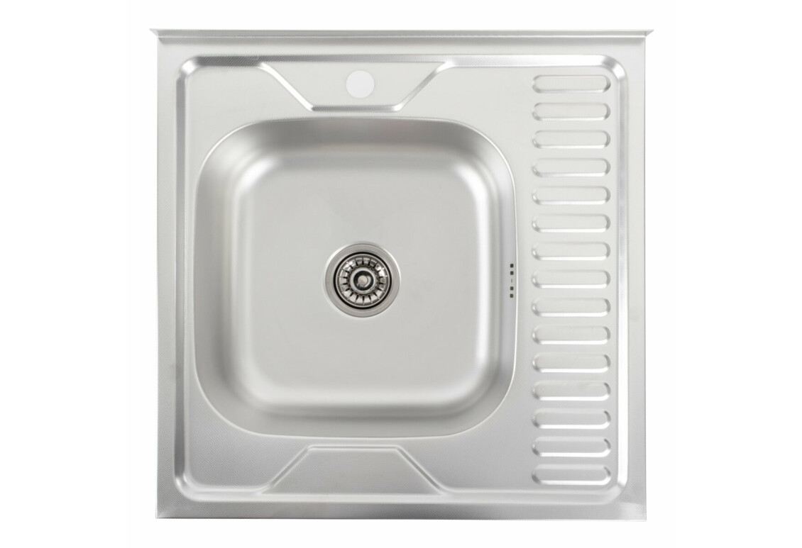 Фото Кухонна мийка з нержавіючої сталі Valeso ДЕКОР 6060 L (0,7/160 мм) Platinum