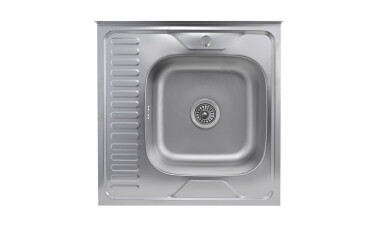 Фото Кухонна мийка з нержавіючої сталі Valeso САТИН 6060 R (0,7/160 мм) Платинум