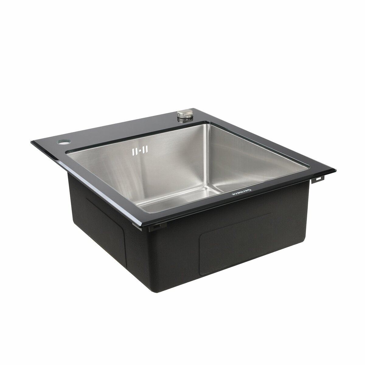 Фото 3 - Кухонна скляна мийка Germece Handmade Black Glass (600х510х200) Платинум