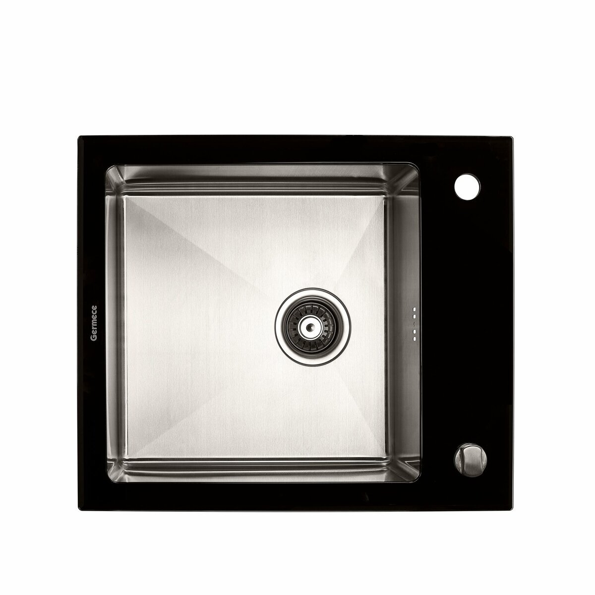 Фото 1 - Кухонна скляна мийка Germece Handmade Black Glass (600х510х200) Платинум