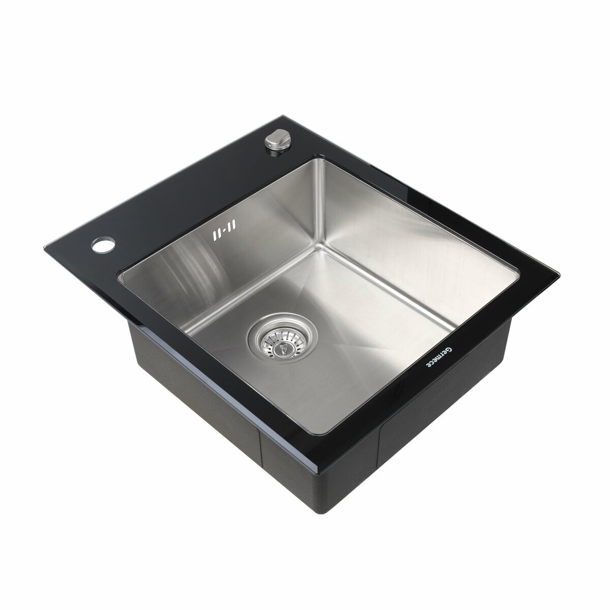 Фото 4 - Кухонна скляна мийка Germece Handmade Black Glass (600х510х200) Платинум