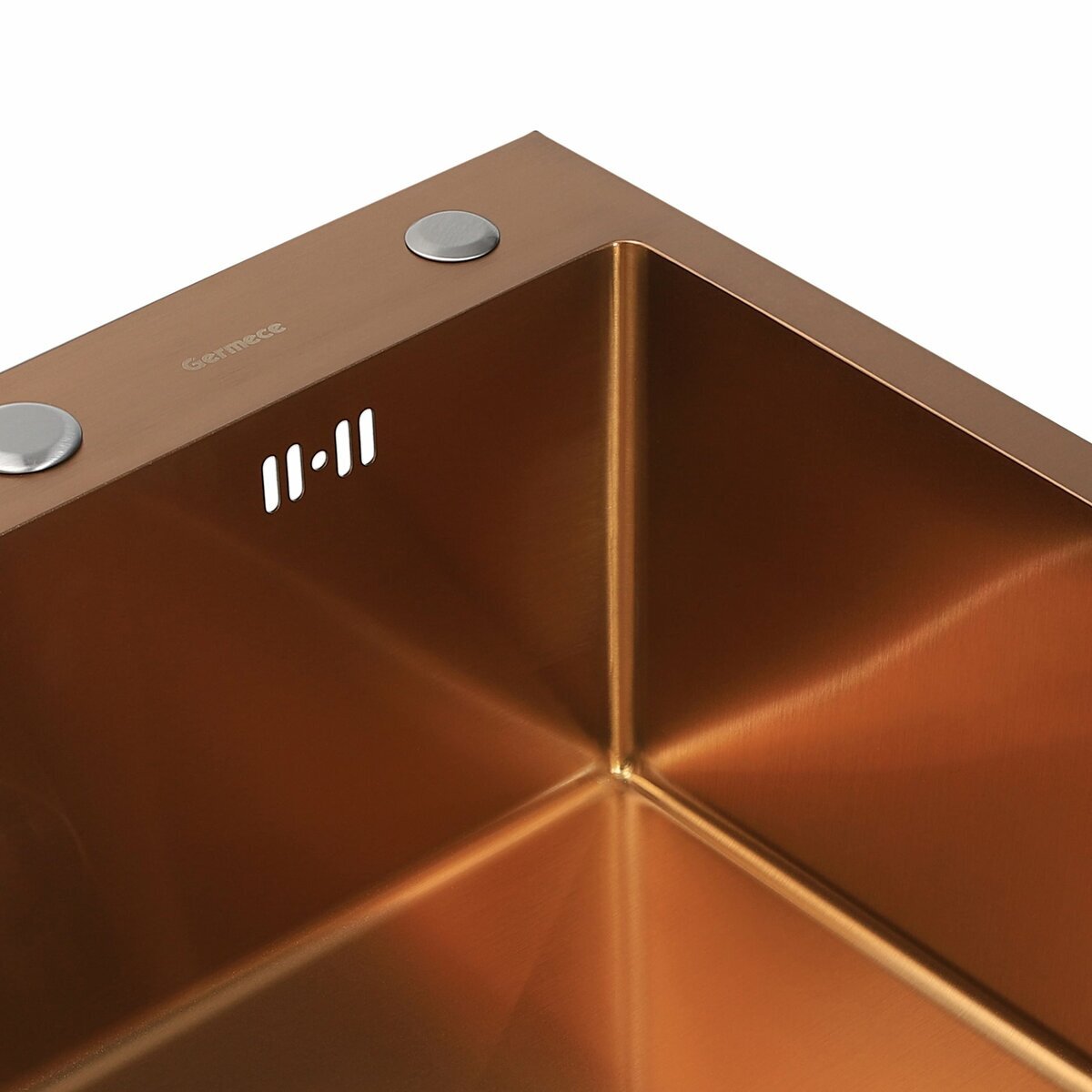Фото 4 - Кухонна мийка Platinum Handmade PVD мідь 500x500x220 (3,0/1,5 мм + дозатор в комплекті) Platinum