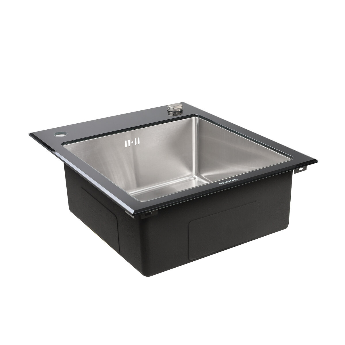 Фото 4 - Кухонна мийка Platinum Handmade BLACK GLASS 600x510x200 Платинум