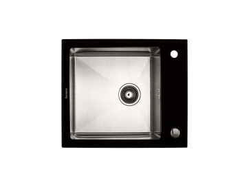 Фото Кухонна мийка Platinum Handmade BLACK GLASS 600x510x200 Платинум