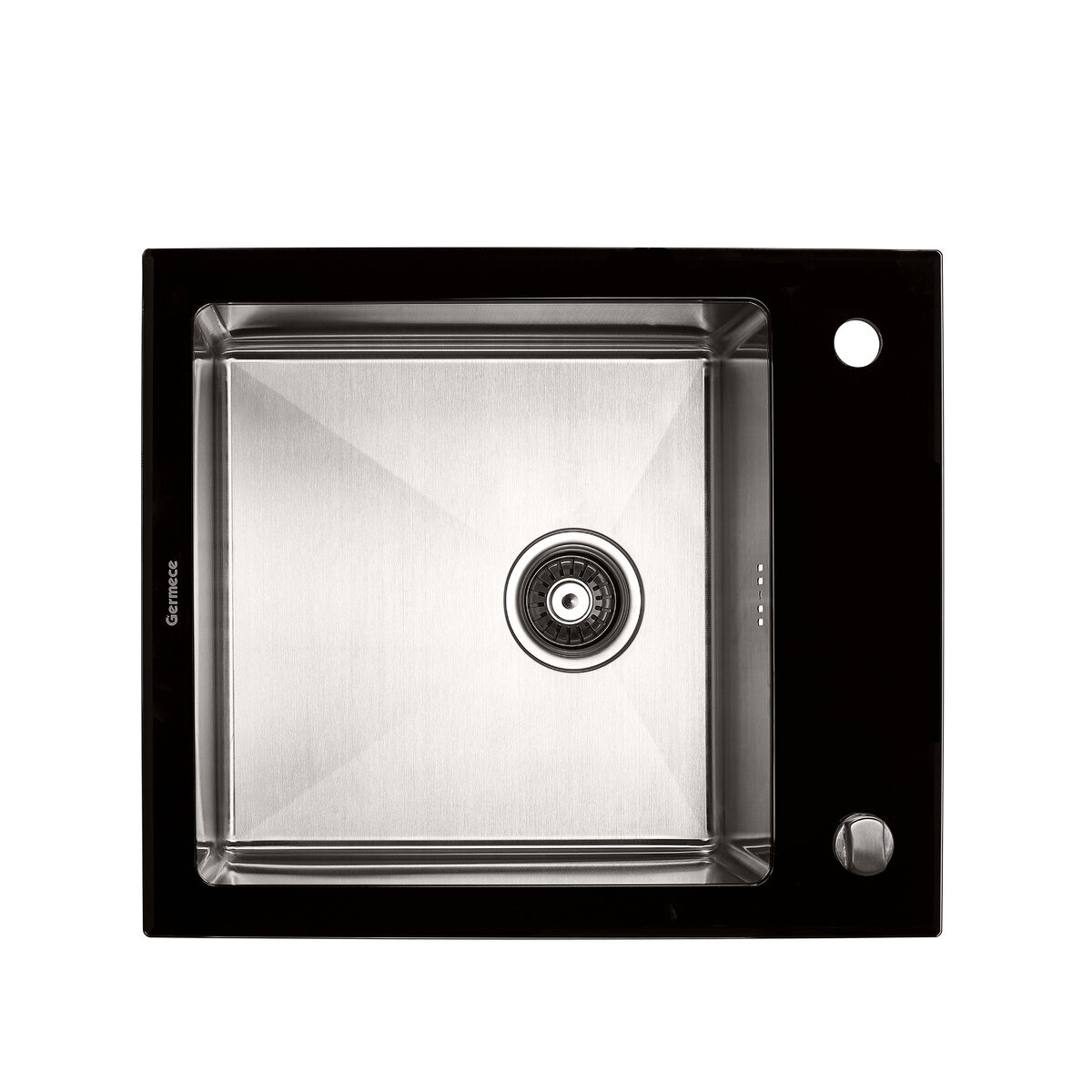 Фото 1 - Кухонна мийка Platinum Handmade BLACK GLASS 600x510x200 Платинум