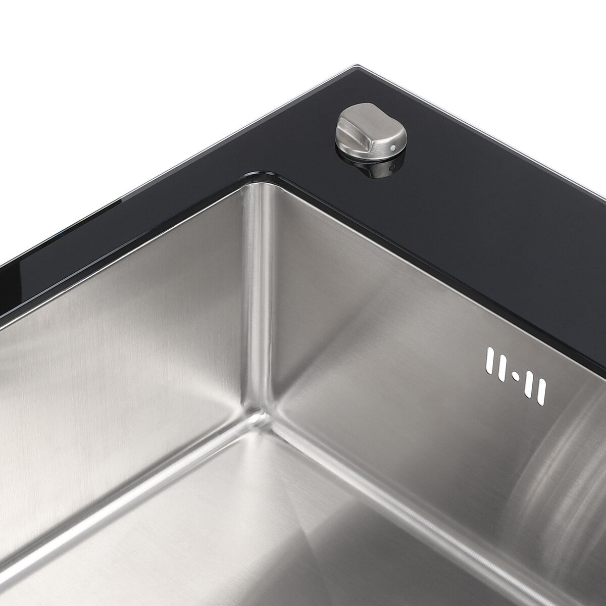 Фото 2 - Кухонна мийка Platinum Handmade BLACK GLASS 600x510x200 Платинум