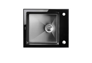 Image Кухонна мийка Platinum Handmade PVD BLACK GLASS 600х510х200 мм Платинум