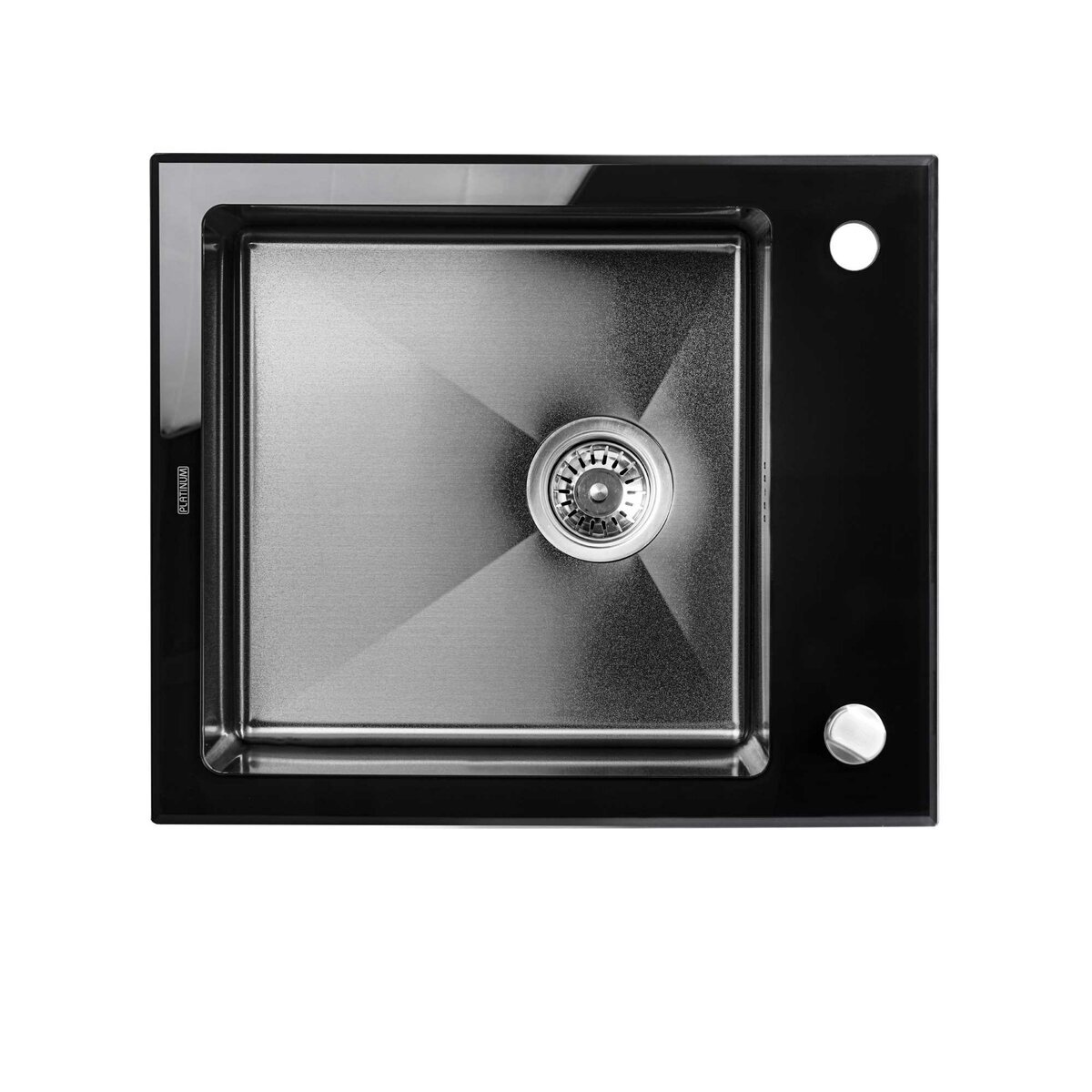Фото 1 - Кухонна мийка Platinum Handmade PVD BLACK GLASS 600х510х200 мм Платинум