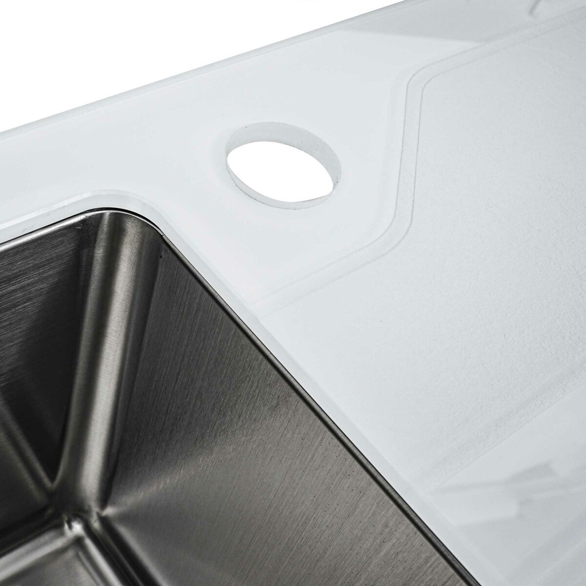 Фото 2 - Кухонна мийка Platinum Handmade WHITE GLASS 780х510х200 Платинум
