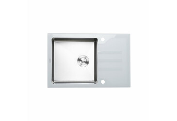 Фото Кухонна мийка Platinum Handmade WHITE GLASS 780х510х200 Платинум