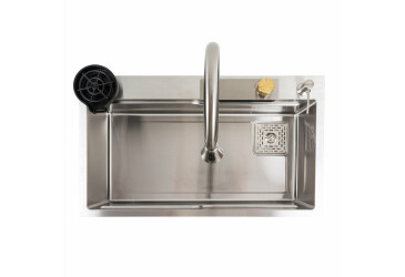 Фото Кухонна мийка 75*45B PVD сатин Platinum Handmade "ВОДОСПАД" Платинум