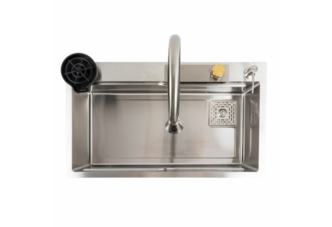 Фото Кухонна мийка 75*45B PVD сатин Platinum Handmade "ВОДОСПАД" Платинум