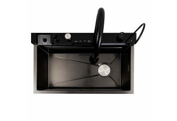 Фото Кухонна мийка 75*45М PVD чорна Platinum Handmade "Водоспад" Платинум