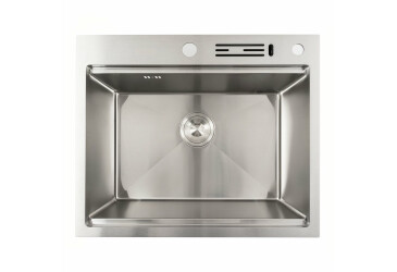 Фото Кухонна мийка нержавійка 60х50 Platinum Handmade з підставкою для ножів (сифон круглий, 3,0/0,8) Платинум