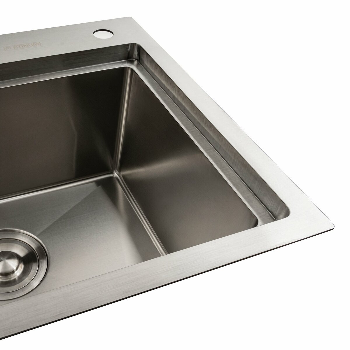 Фото 5 - Кухонна мийка нержавійка 78*43 R Platinum Handmade (два отвори, круглий сифон 3,0/0,8) Платинум