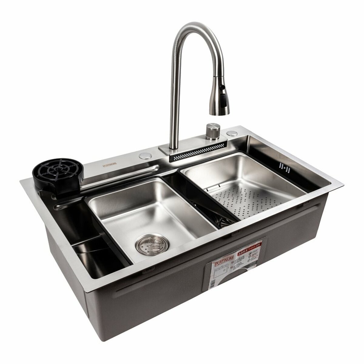 Фото 7 - Кухонна мийка нержавійка CM 75*46A Platinum Handmade "Водоспад" Платинум