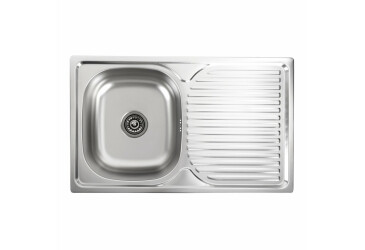 Фото Кухонна мийка з нержавіючої сталі прямокутна Platinum ДЕКОР 7848 (0,8/180 мм) Платинум