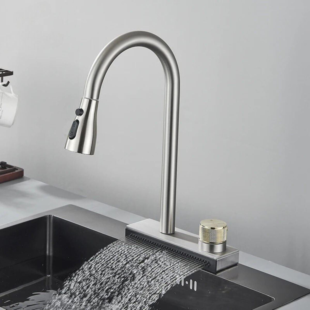 Фото 3 - Смеситель под мойку "Водопад" ZS84 Platinum (brushed) Платинум