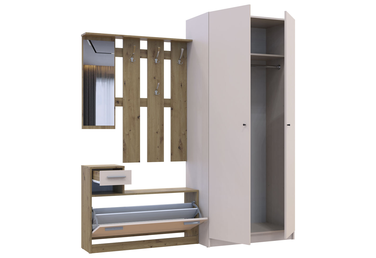 Фото 8 - Прихожая Doros Alice / Элис со шкафом Promo 190 см Дуб Евок / Кашемир