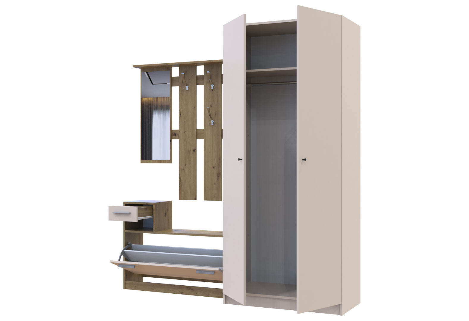 Фото 6 - Прихожая Doros Alice / Элис со шкафом Promo 190 см Дуб Евок / Кашемир