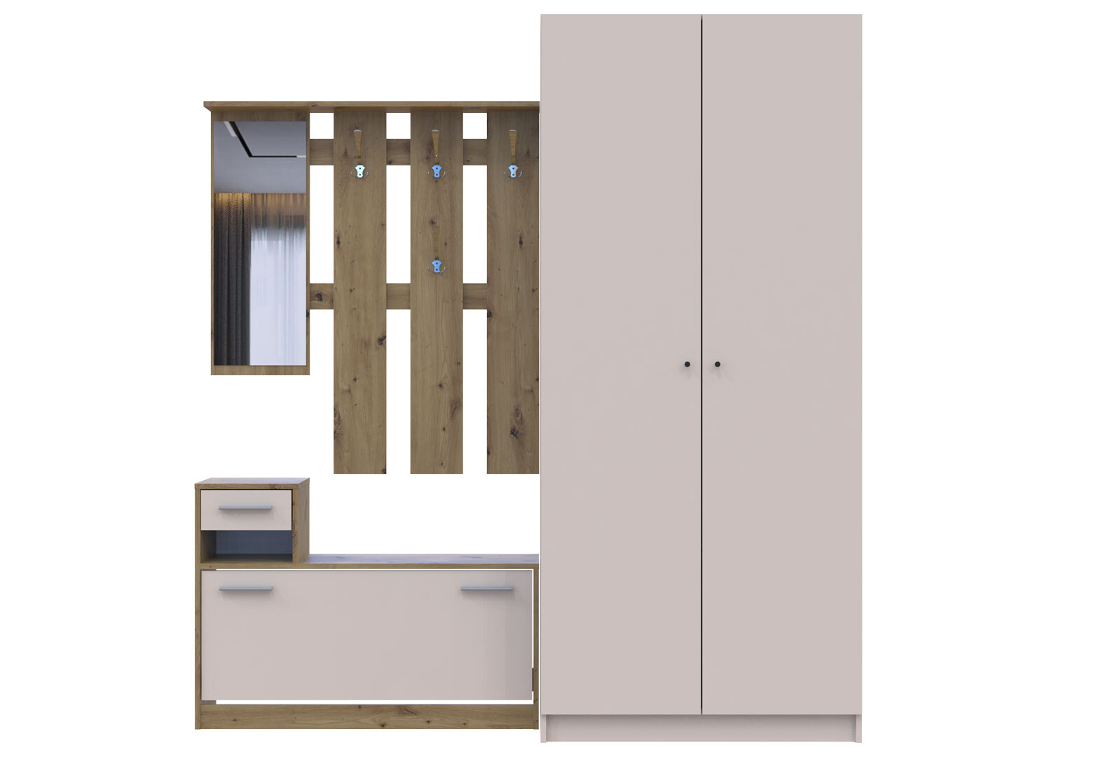 Фото 1 - Прихожая Doros Alice / Элис со шкафом Promo 190 см Дуб Евок / Кашемир