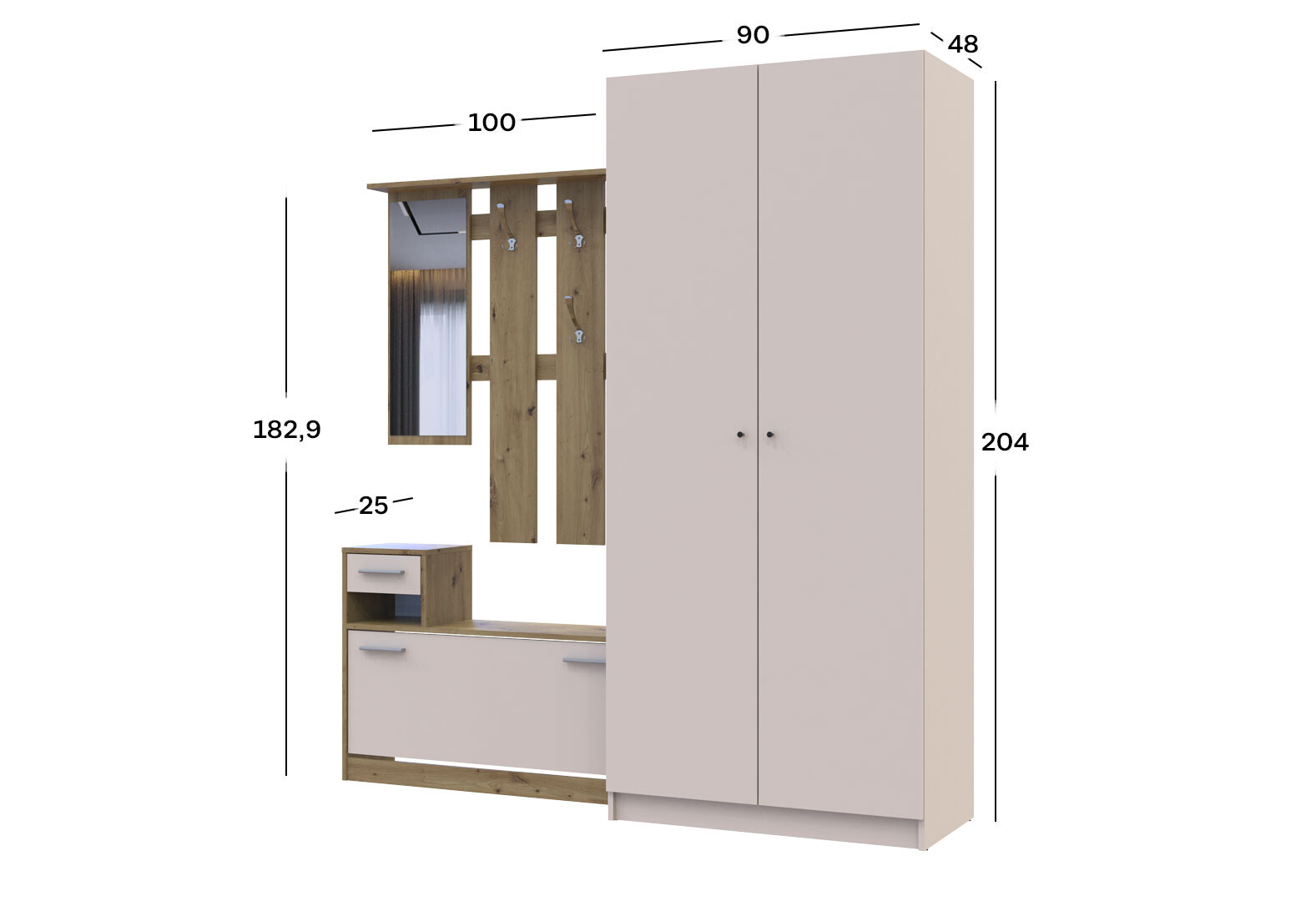 Фото 9 - Прихожая Doros Alice / Элис со шкафом Promo 190 см Дуб Евок / Кашемир