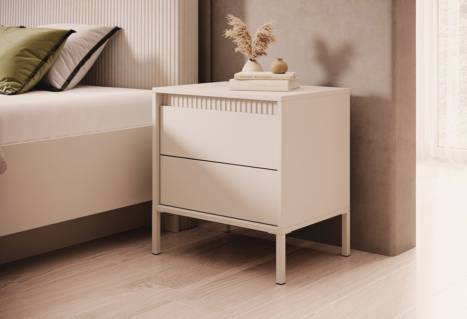 Фото 2 - Тумба прикроватная Perfect Home Сенсо / Senso 2S/53 с 2мя ящиками 54 см, бежевый