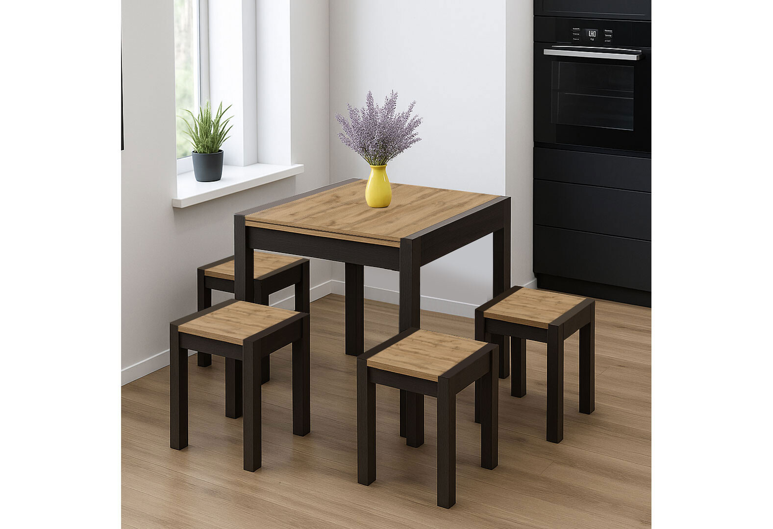 Фото 2 - Стол обеденный Viant Кросс раскладной 81,5 (163) см, венге / дуб тахо