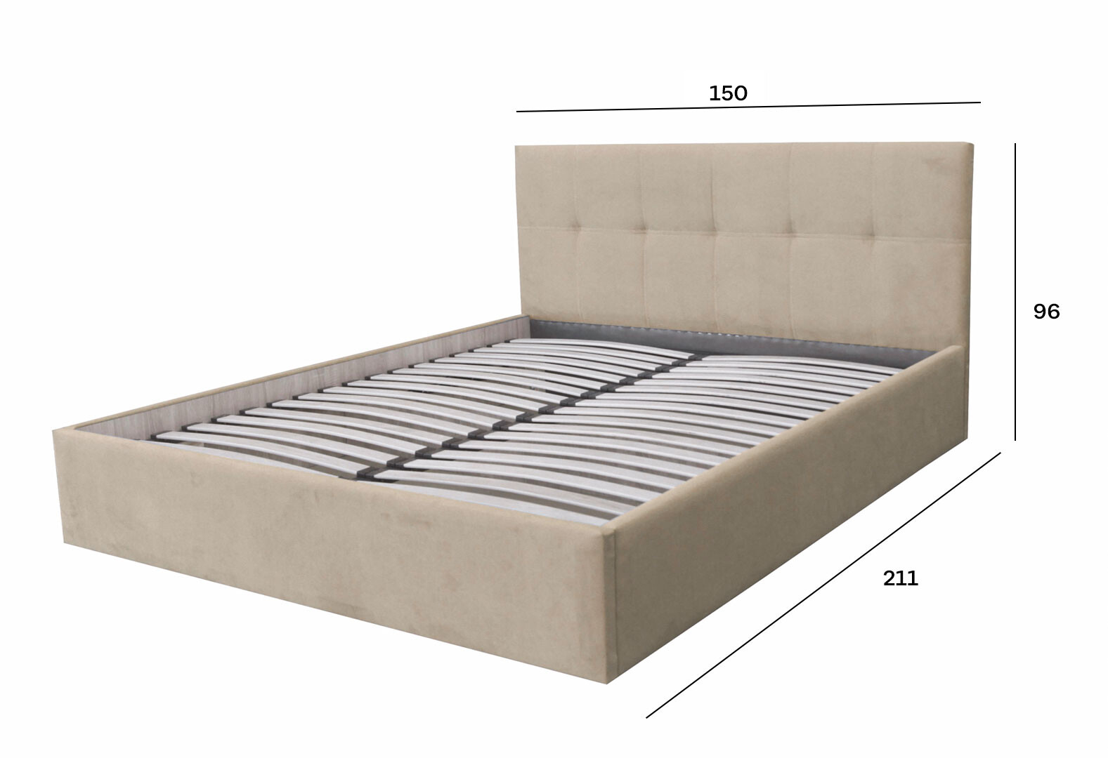 Фото 5 - Кровать-подиум Креденс Фениче Ким 140х200 см, тк. Fiore cream