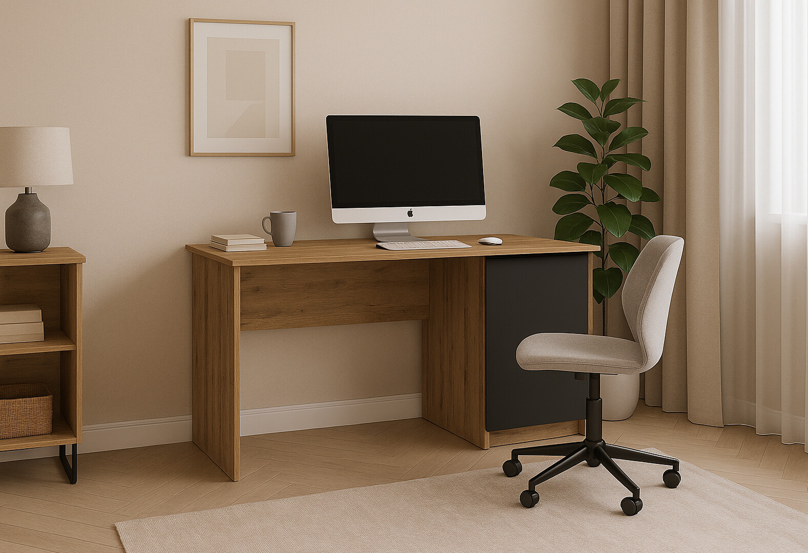 Фото 2 - Стол письменный Киевский стандарт КС 11 с тумбой правый 120x58 см дуб аппалачи / антрацит