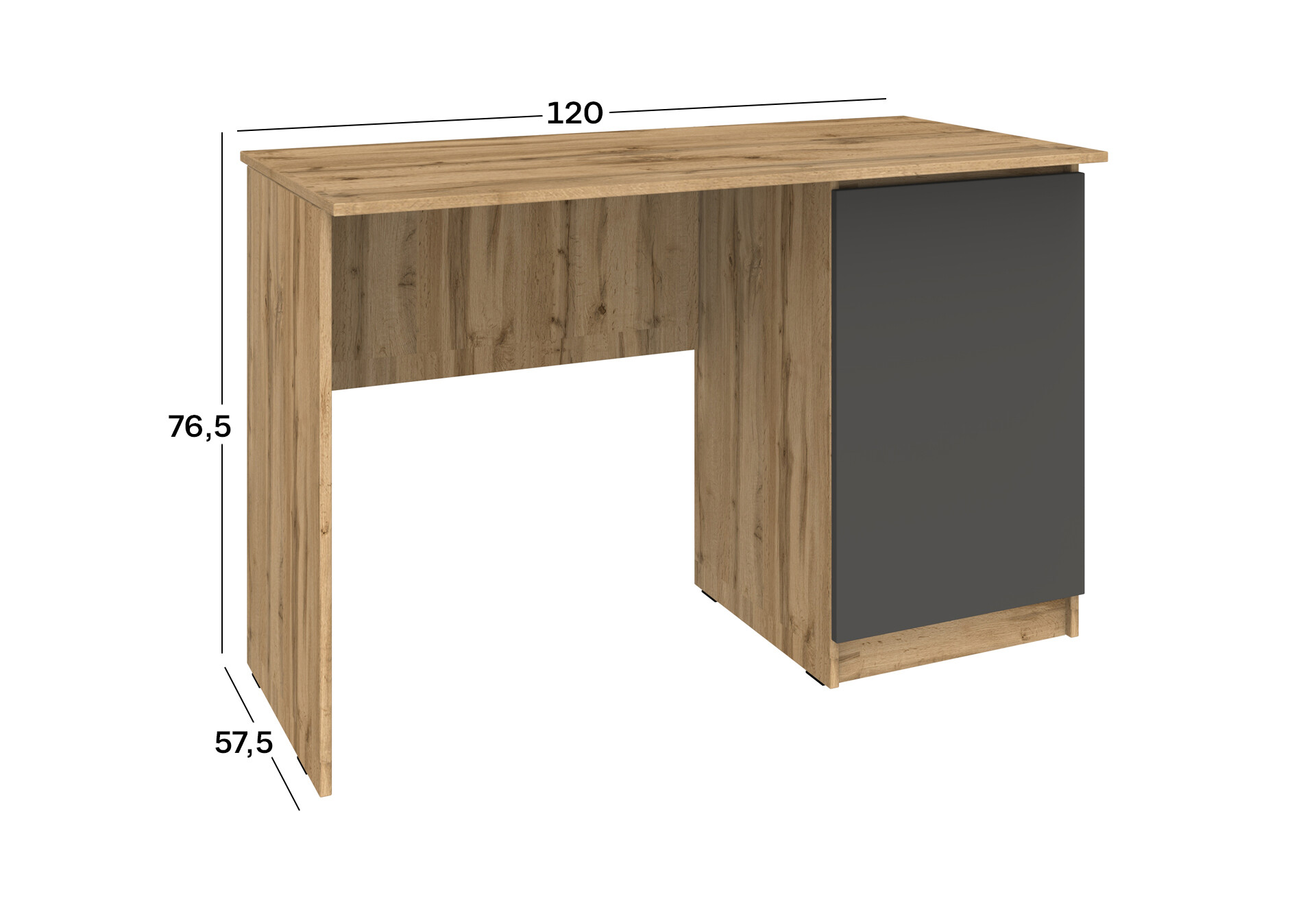 Фото 4 - Стол письменный Киевский стандарт КС 11 с тумбой правый 120x58 см дуб аппалачи / антрацит