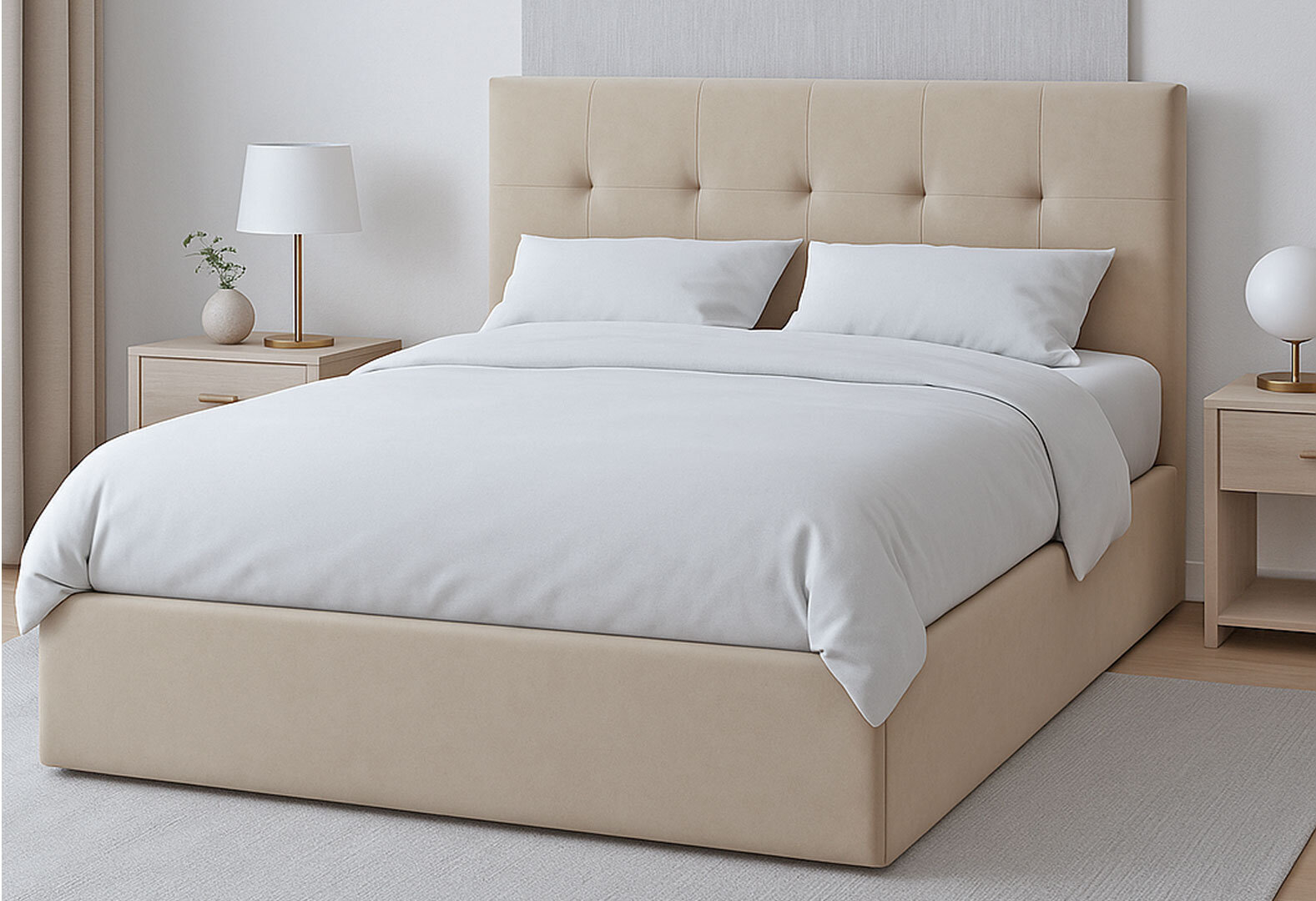 Фото 2 - Ліжко-подіум Kredens furniture Кім 140х200 см, тк. Fiore cream