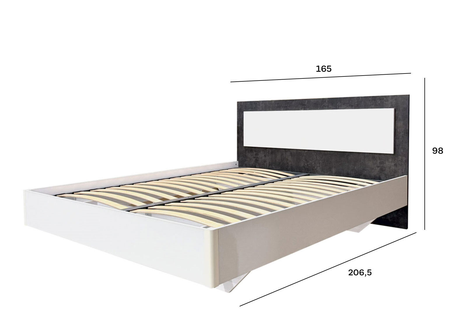 Фото 4 - Ліжко Світ Меблів Мія (без вкладу) 160х200 см, білий/бетон темний